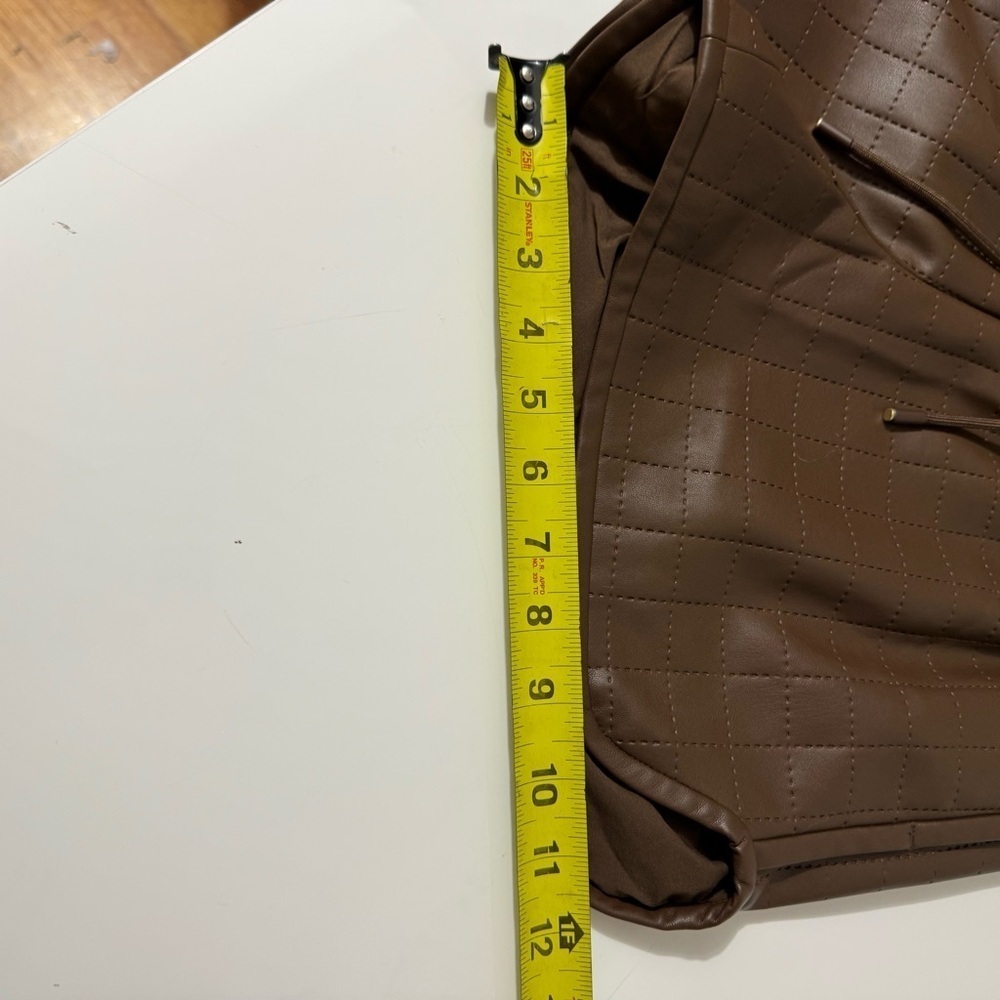 Chocolate Brown Quilted vegan leather normcore scandi minimalist 
Women Shorts - Picture 6 of 6